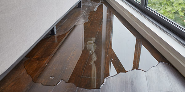 Mit Wasser bedeckter Holzboden